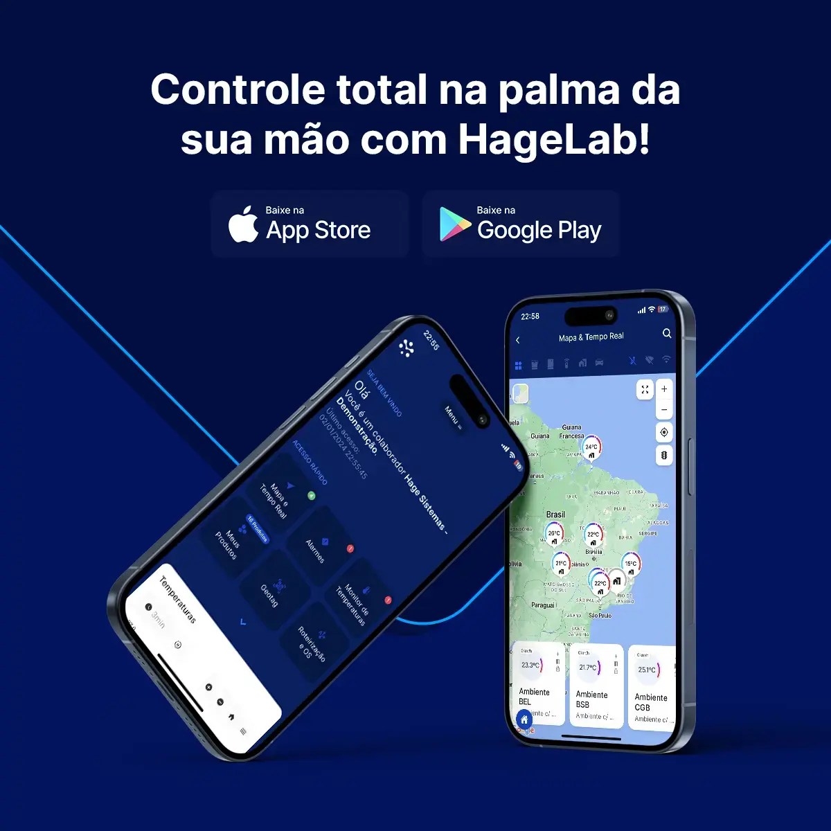 Aplicativo Android e iOS para monitoramento de temperatura, ativos, equipamentos, caixas e muito mais