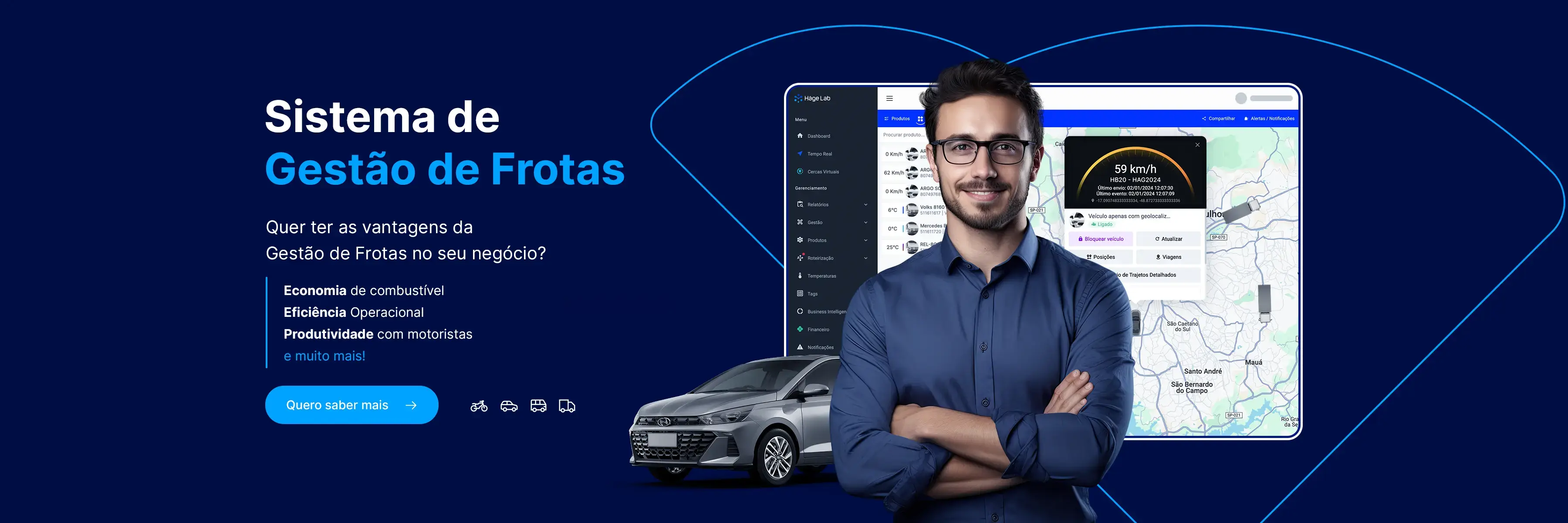 Sistema de Rastreamento e Gestão de Frotas, Economia de combustível, eficiência operacional, produtividade com motoristas e muito mais!